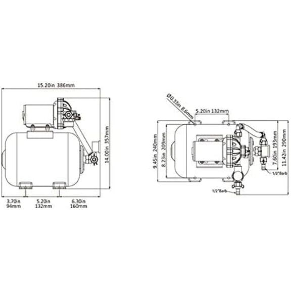 SEAFLO Marine Water Pump System with 2 Gallon Accumulator Tank 24V 5.5 GPM 60 PSI image number 1