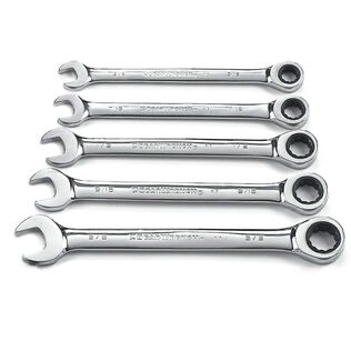 5 Piece 72-Tooth 12 Point Ratcheting Combination SAE Wrench Set
