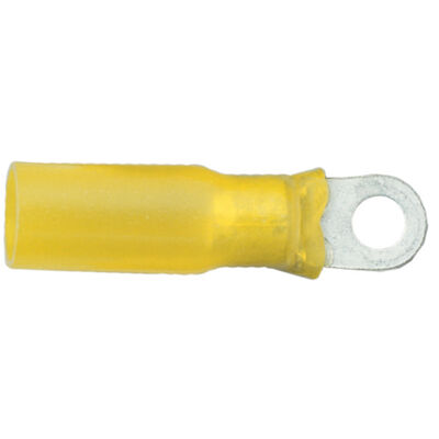 12-10 AWG Heat Shrink Ring Terminals, 5/16", Yellow, 3-Pack