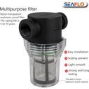 SEAFLO 1/2" In-Line Strainer 100 Mesh Stainless Steel Screen Clear Bowl image number 4