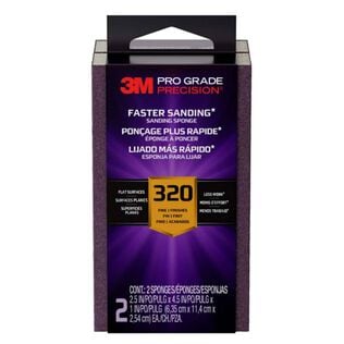 Pro Grade Precision&trade; Faster Sanding Sanding Block Sponge, 2.5in x 4.5in x 1in, 320 grit, 2/pack