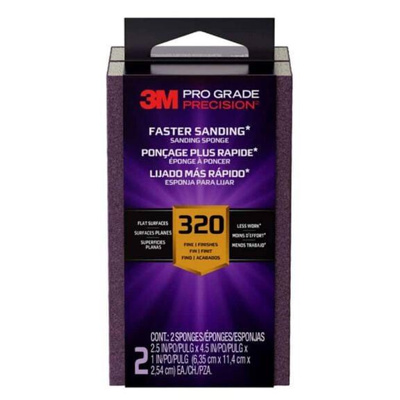 Pro Grade Precision&trade; Faster Sanding Sanding Block Sponge, 2.5in x 4.5in x 1in, 320 grit, 2/pack image number 0