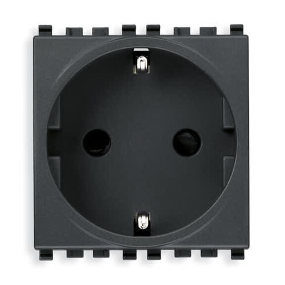 Vimar Eikon 2P+E 16A German SCHUKO SICURY Socket Outlet, Grey, 2-Module image number 0
