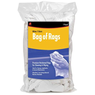 Recycled White Cloth Rags, 1 lb. Bag