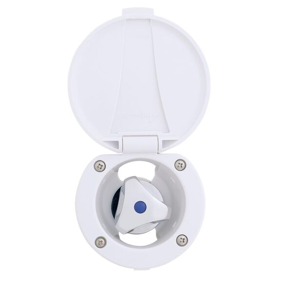 Trinidad Recessed Control Valve Cold Only, Arctic White Cup & Lid, Chrome Trinidad Handle image number 1