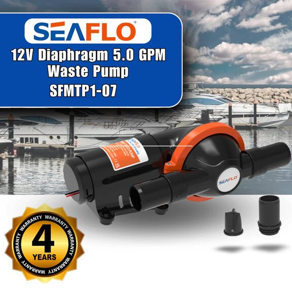 SEAFLO 12V Diaphragm 5.0 GPM Waste Pump &ndash; 360-Degree Rotating Head image number 1