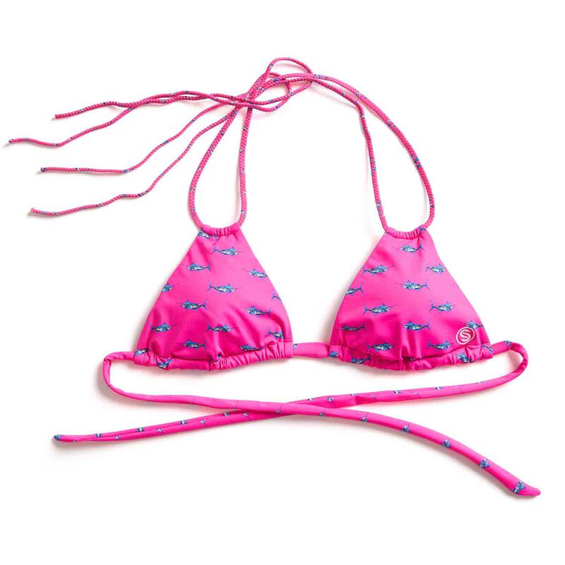 SCALES Women's Tropical Marlin Bimini Twist Triangle Bikini Top West