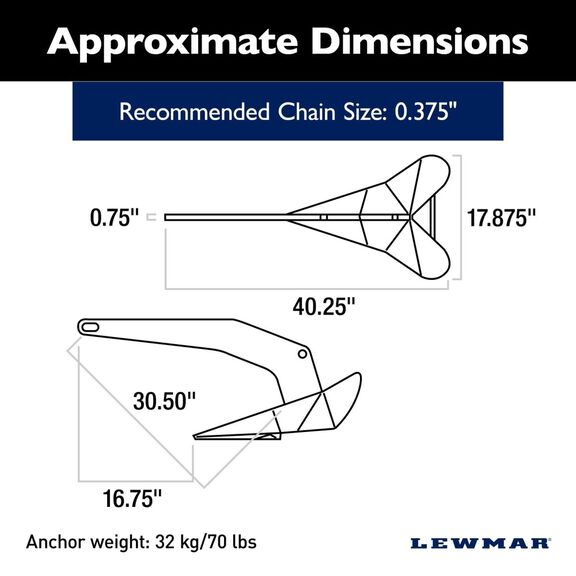 DTX Stainless Steel Anchor - 70 lbs. image number 1