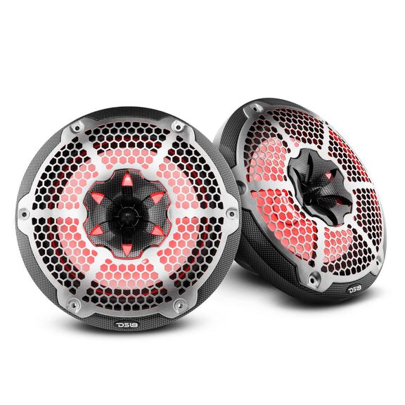 HYDRO 10" 2-Way Marine Speakers with Bullet Tweeter and Integrated RGB LED Lights, Carbon Fiber image number 0