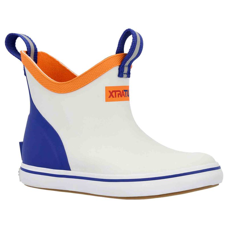 Xtratuf Kids' Ankle Deck Boots, in White Multi/Blue, Size 4 | by West Marine