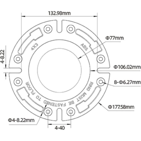 SEAFLO Universal Replacement RV Toilet 3" Floor Flange, Black image number 2