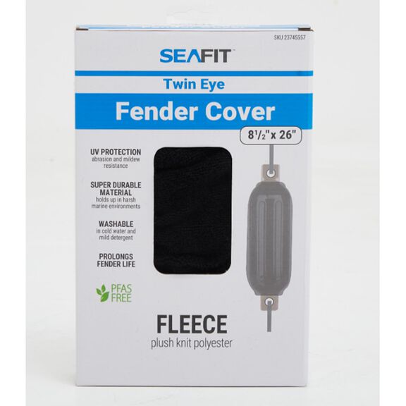 8 1/2" x 26" Twin Eye Fleece Fender Cover, Black image number 1