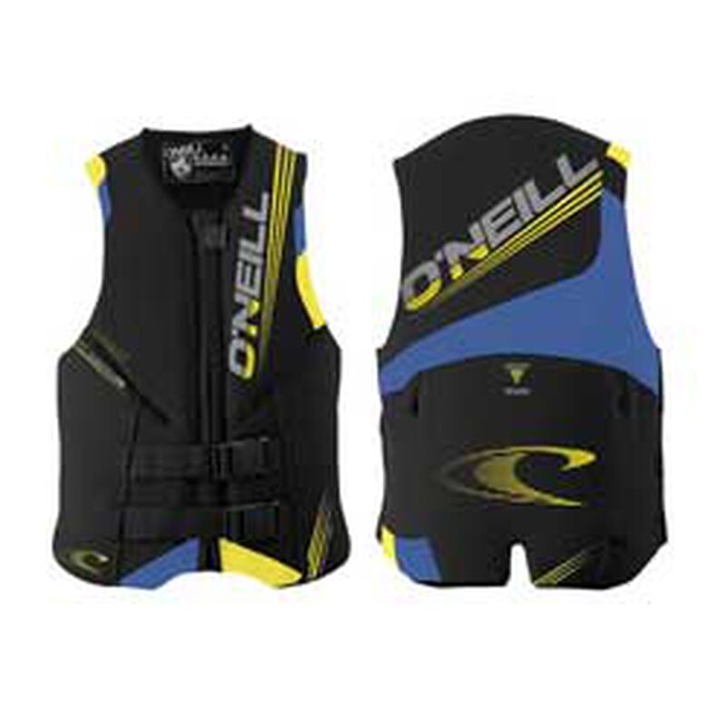 Assault Water Sports Life Jacket Black/Blue/Yellow Large Chest Size 39"-41" image number 0