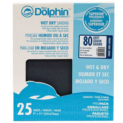 Wet/Dry Sandpaper Sheets, 80 Grit, 25-Pack