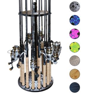 Gray/White 16 Round Rod Rack - Wood Post