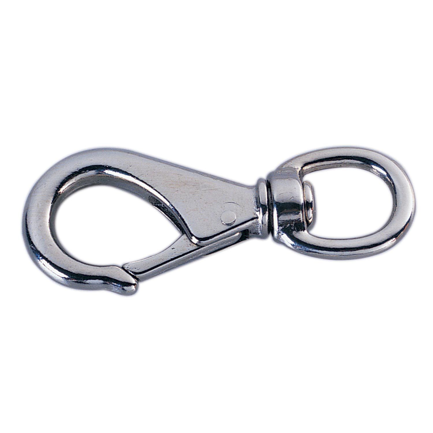 Swivel-Eye Snap, Nickel, 3/4" Eye ID, 3-1/4" Length, 3/8" Opening