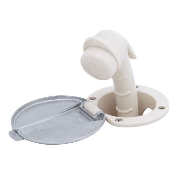 Recessed Shower Warm White Cup with Stainless Steel Lid, Small Warm White Sprayer, 6' White Rubber Hose image number 2