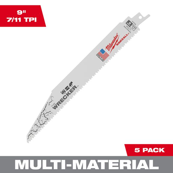 The Wrecker&trade; Multi-Material SAWZALL&reg; Blade 9" 7/11TPI, 5 Pack image number 0