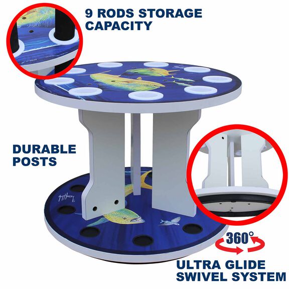 Guy Harvey Mahi Spinning 9 Fishing Rod Storage Rack, Vertical Fishing Pole Rod Holder image number 2
