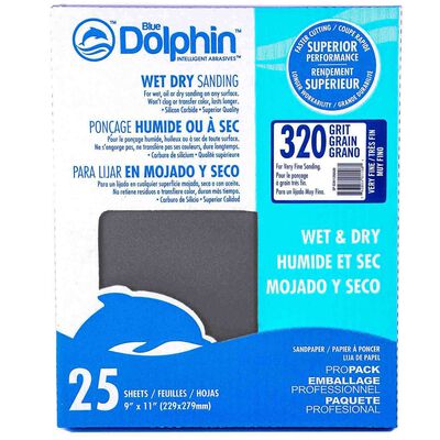Wet/Dry Sandpaper Sheets, 320 Grit, 25-Pack