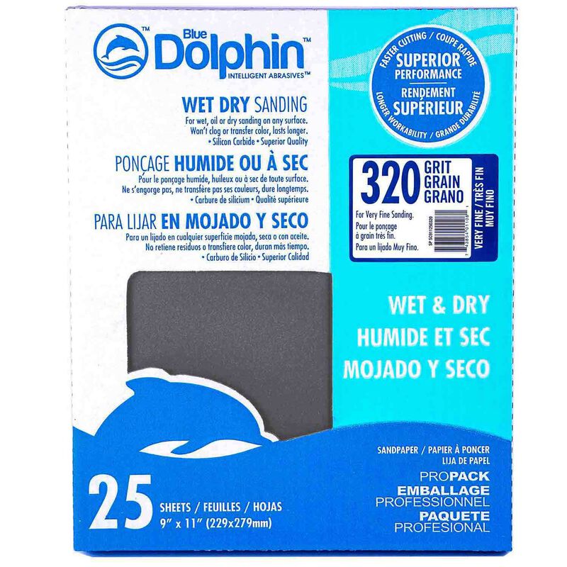 Wet/Dry Sandpaper Sheets, 320 Grit, 25-Pack image number 0
