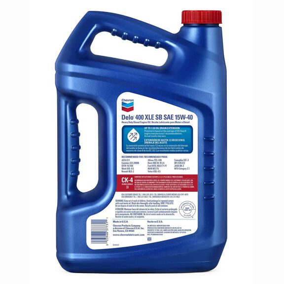 Chevron Delo 400 XLE SB 15W-40, Synthetic Blend, Heavy Duty Diesel Engine Oil image number 1