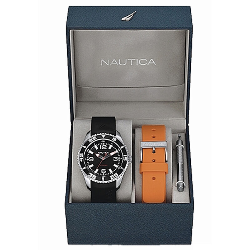 NST 07 Nautica Sport Watch Box Set, Black/Orange image number 0