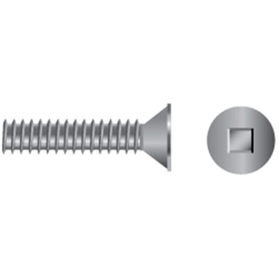 10-24 X 1" Stainless Steel Square Drive Flat-Head Machine Screws, 100-Pack image number 0