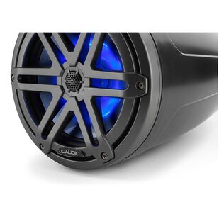 M3-770ETXv3-Sb-S-Gm-i 7.7" Enclosed Marine Coaxial Speaker System, Satin Black, Gunmetal Sport Grilles with RGB LED Lighting