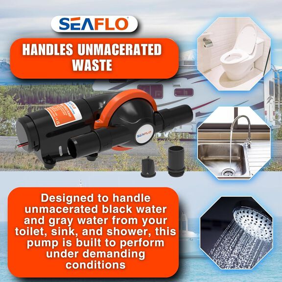 SEAFLO 24V 5.0 GPM Diaphragm Waste Pump with Rotating Head image number 6