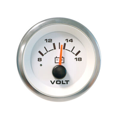 White Premier Pro Series Voltmeter Gauge, 8-18V