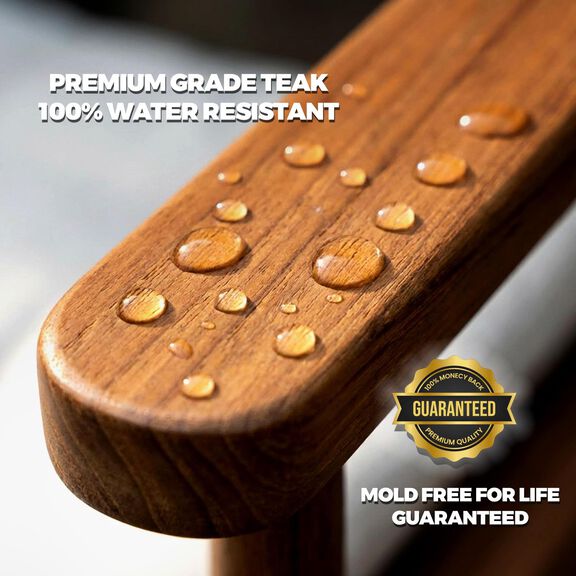 Premium Grade Teak Newport Folding Director's Chair with Black Sunbrella&reg; Fabric Seat Cushions image number 3