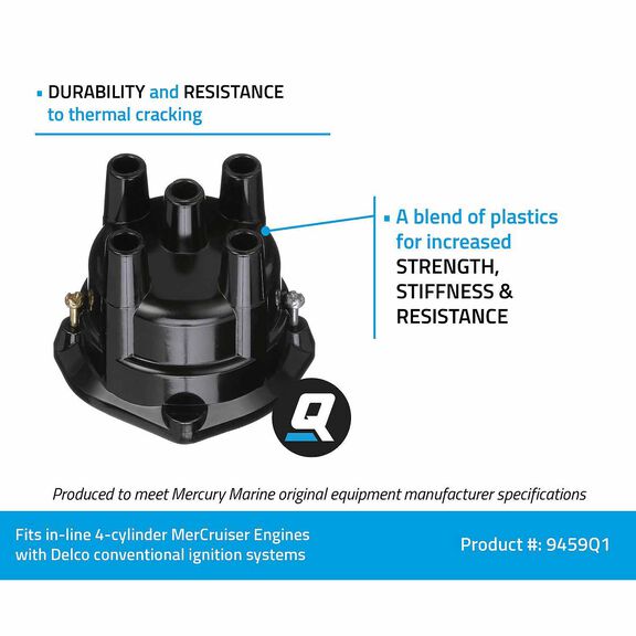9459Q1 Distributor Cap for MerCruiser Engines by General Motors with Conventional Ignition Systems image number 3