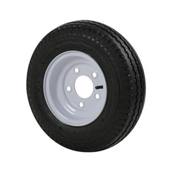 570 X 8B Bias Trailer Tire and 8 X 3 3/4 White Solid Rim 5 X 4 1/2 Bolt Pattern image number 0