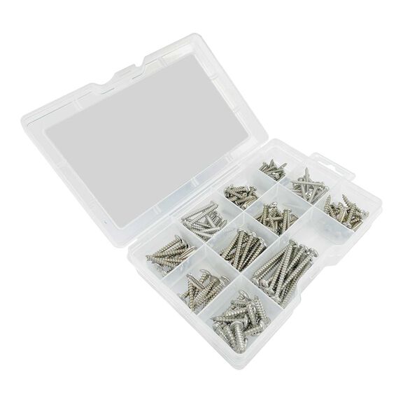 Phillips Pan Head Self Tapping Screw Kit, 170 Piece, Stainless Steel image number 0
