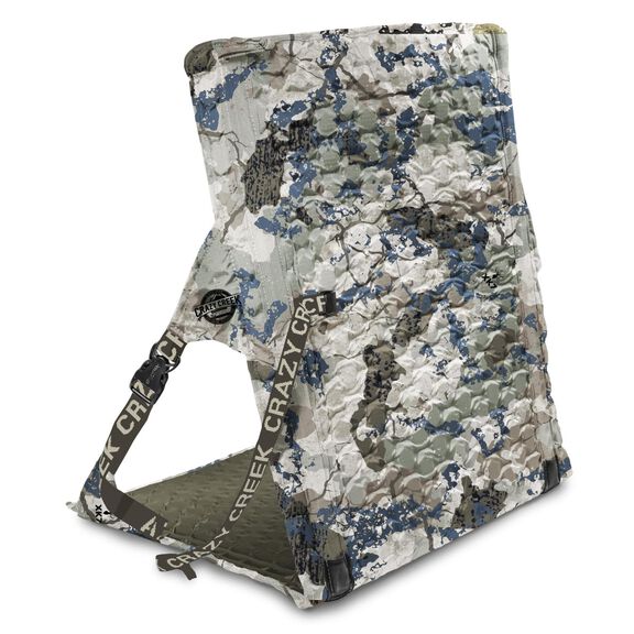 Crazy Creek HEX 2.0 LongBack Chair for Backpacking, Camping and Stadium Use, Extra Width & Back Height for Comfort, 250 LBS Weight Capacity, Adjustable Straps w/Rock Lockster (R) Buckles, Kings Camo image number 0
