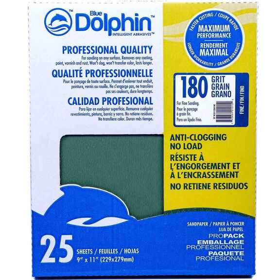 Pro Grade Sandpaper Sheets, 180 Grit, 25-Pack image number 0