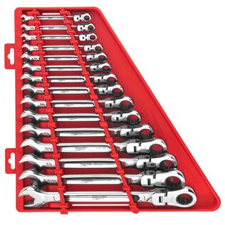 SAE Flex Head Ratcheting Combination Wrench Set, 15 Piece