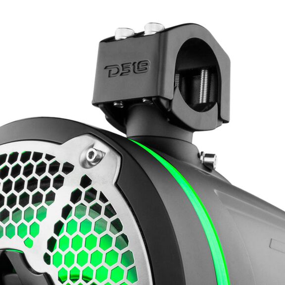 HYDRO 10" Neodymium Marine Tower Speakers with Built-in Passive Radiator, 1" Driver and RGB LED Light, 900 Watts, Black image number 1