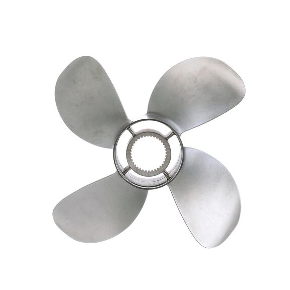 Quicksilver Bravo Three 15.75" Diameter X 22.5" Pitch, 4-Blade Stainless Steel Propeller, Left Hand Rotation, Matte Finish image number 0