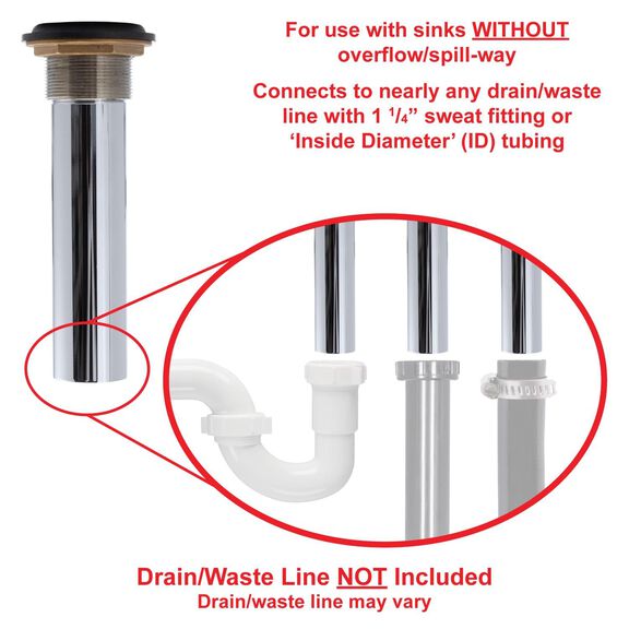 1-1/2" Drain, Flip Drain no Overflow, Straight, 1-1/4" Sweat Brushed Nickel image number 5