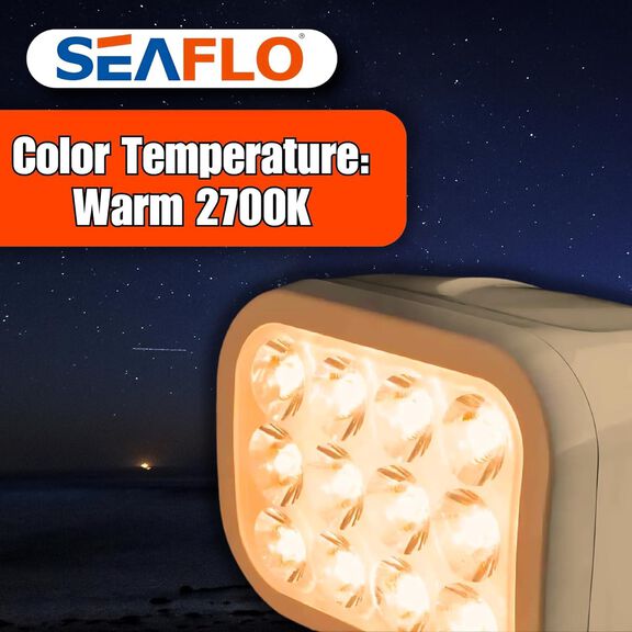 SEAFLO 28W Remote Control LED Searchlight, Warm White, Wired Remote, White image number 5