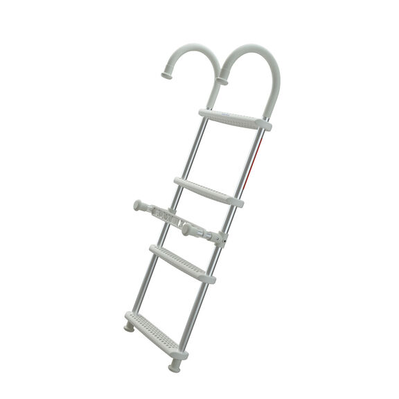 4-Step Gunwale-Mount Boarding Ladder, 7" Hook, White Steps image number 1