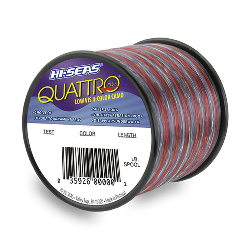 Quattro Monofilament Line, 50 lb / 22.6 kg test, .028 in / 0.70 mm dia,  4-Color Camo, 1000 yd / 914 m, 1 lb / 0.45 kg Spool