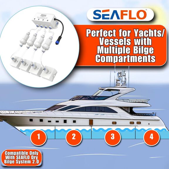 SEAFLO Dry Bilge 4-Zone Splitter System 12V Marine Solenoid Valve image number 2