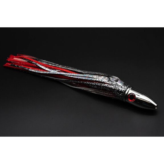 Small Stainless Bullet Head Black/Red Rigged image number 0