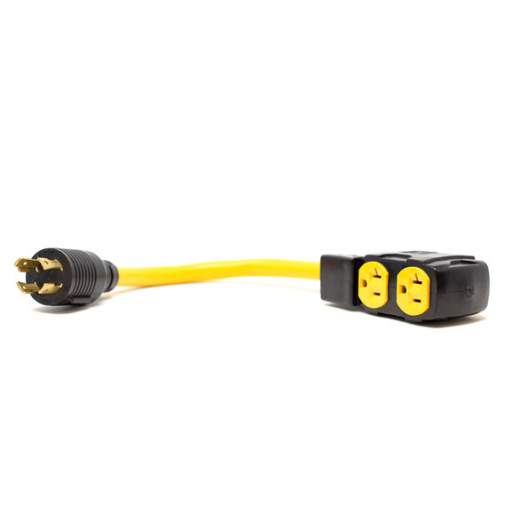 10.2" Heavy Duty L14-30P to (4) 5-20R Short Power Cord With Attachment Clips image number 0
