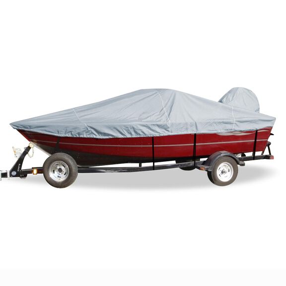 Styled-to-Fit Boat Cover for Aluminum V-Hull Fishing Boats with Walk-Thru Windshield image number 0