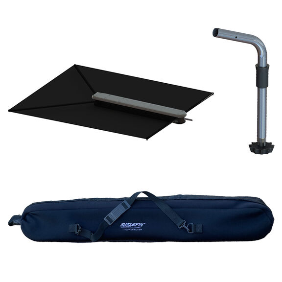 ShadeFin Canvas Boat Shade with Fixed Rod Holder Mount Kit & Storage Bag, Black image number 0