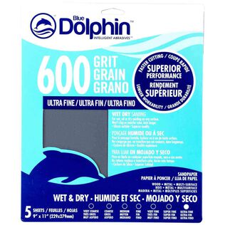 Wet/Dry Sandpaper Sheets, 600 Grit, 5-Pack